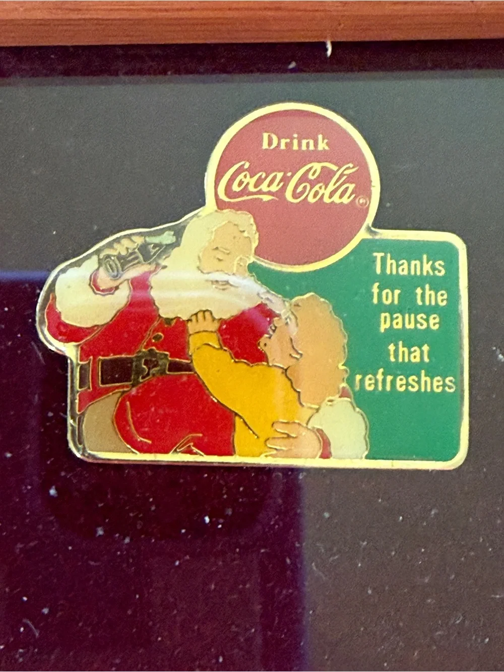 Coca-Cola Holiday Pin Tribute Display in Red and Gold